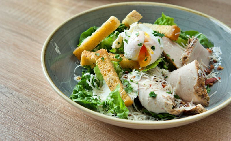 Caesar Salad with croutons parmesan and romaine lettuce