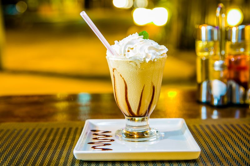 Tiramisu Milkshake dessert drink with cream